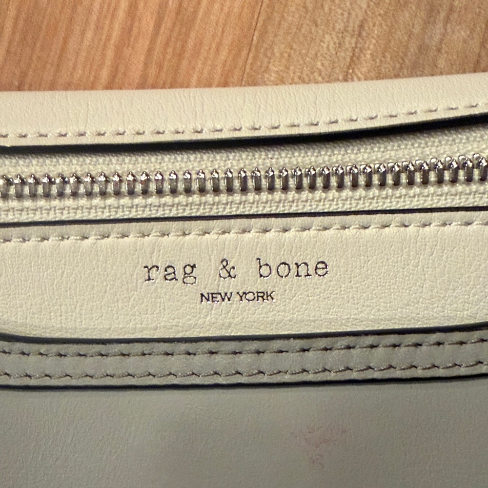 rag & bone Two-Tone Cream and Light Gray Leather Wristlet